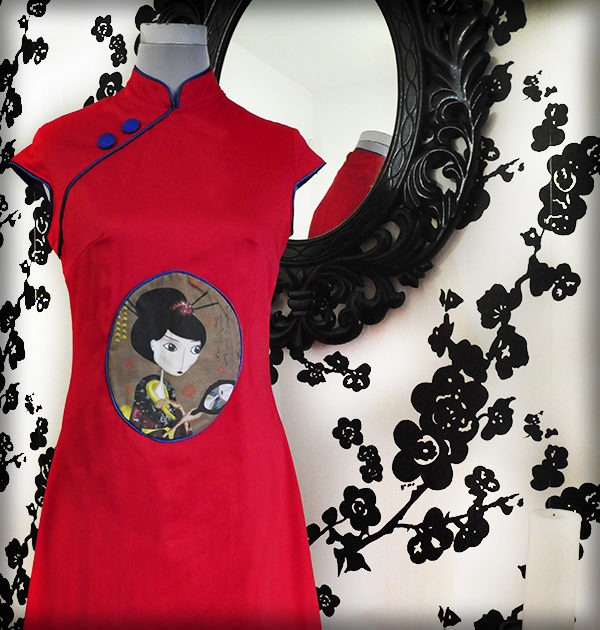 decoración bebé infantil regalo dibujo arte diseño cine amor niños vintage ropa venta digital cuadro vestido geisha japón oriental naif original ilustrado